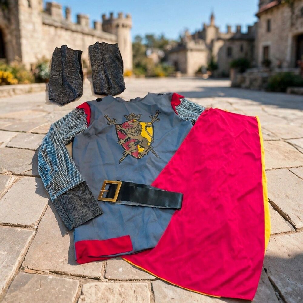 Fun World Knight Costume Kids 10 12 Halloween 5 Piece Cape Belt Knightcore C248